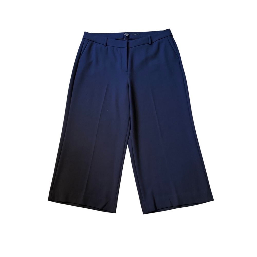 J.Crew Sydney Wide Leg Pants Navy Blue Bi-Stretch Cropped Trousers BN850 Size 20